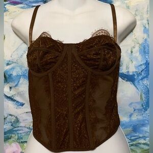 Lace Bustier Corset Top in Brown - Women Intimates & Sleepwear